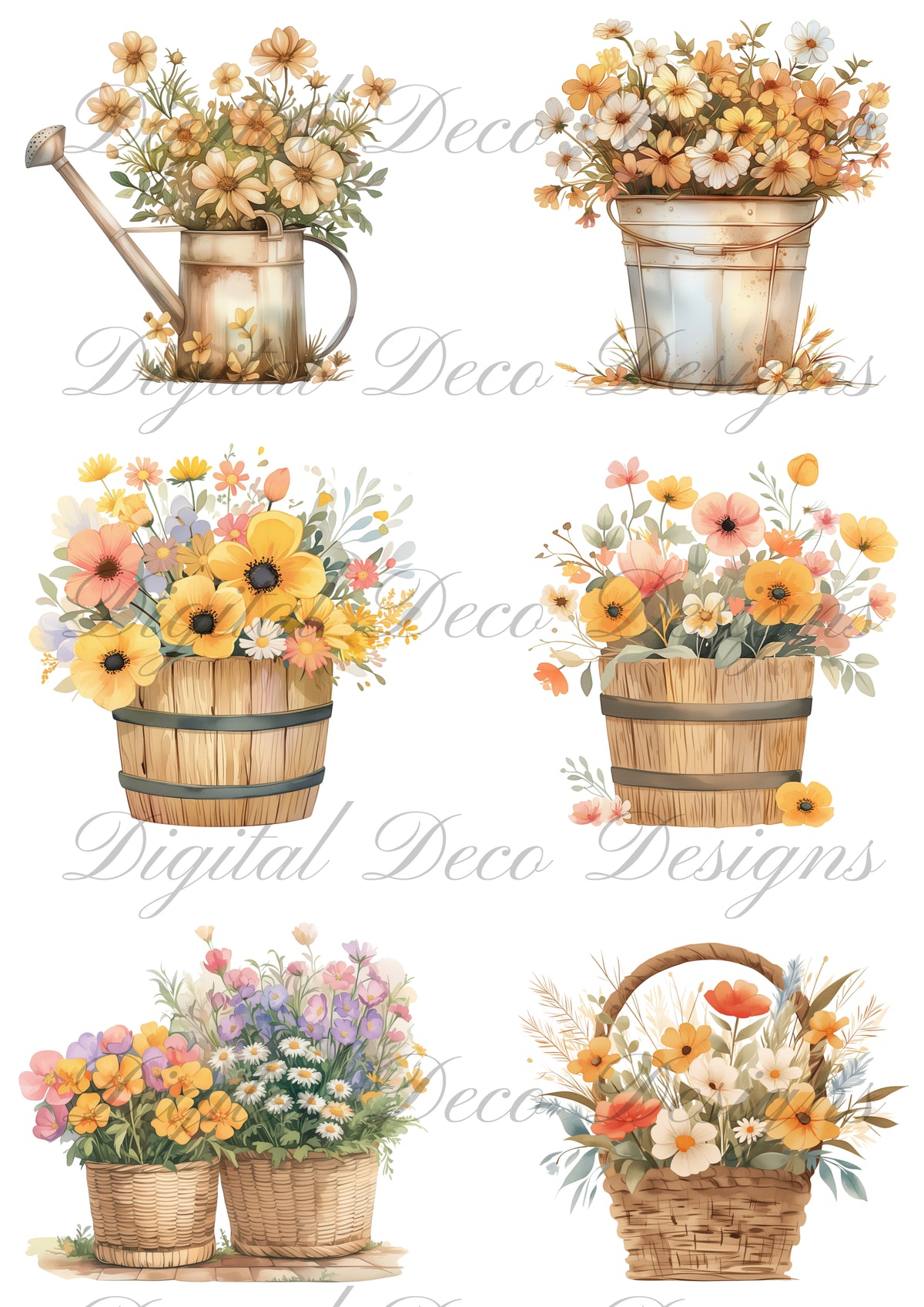 Spring Bucket Collage M046-Digital Deco Designs