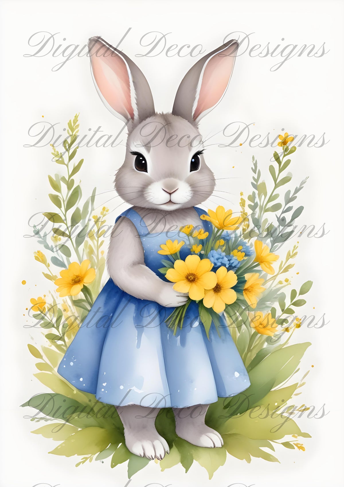 Spring Bunny Wall Art N001-Digital Deco Designs
