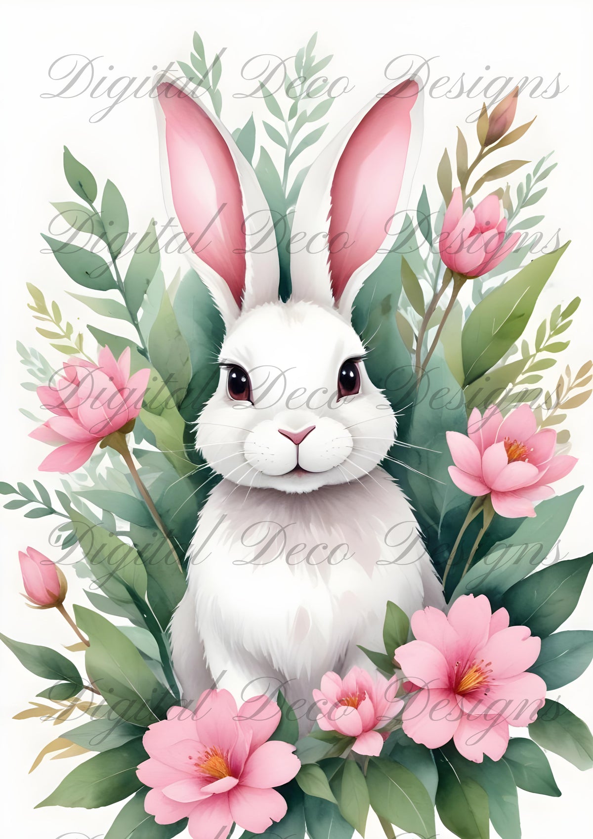 Spring Bunny Wall Art N002-Digital Deco Designs