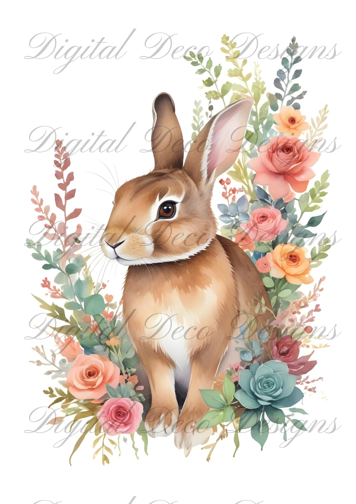 Spring Bunny Wall Art N006-Digital Deco Designs