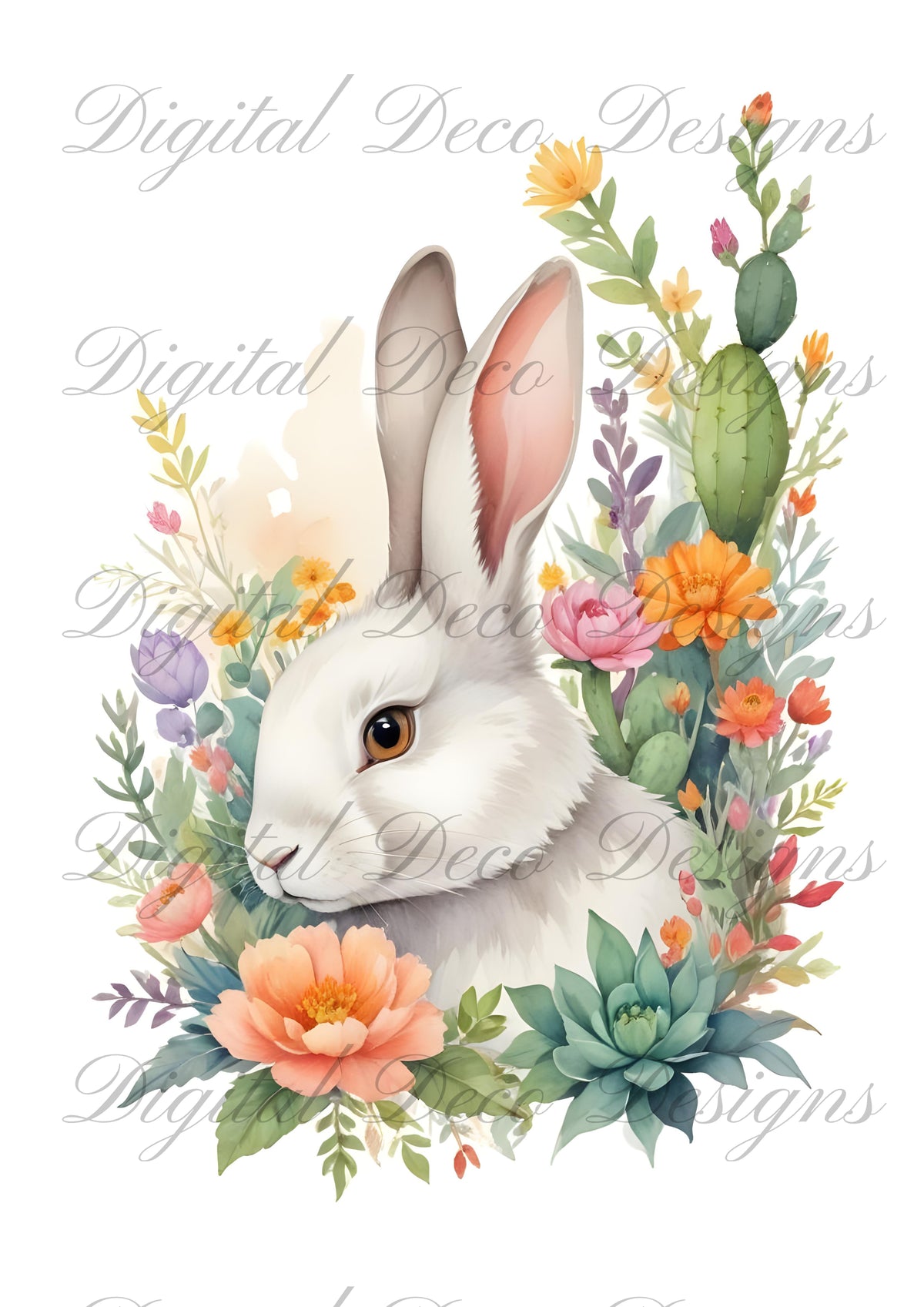 Spring Bunny Wall Art N007-Digital Deco Designs