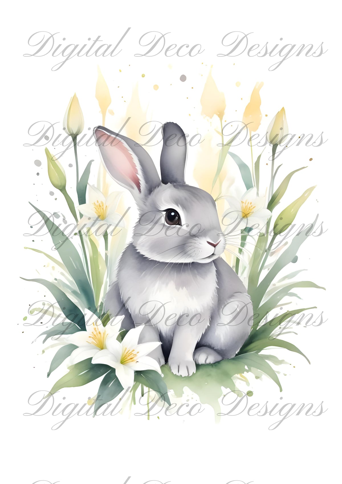 Spring Bunny Wall Art N008-Digital Deco Designs