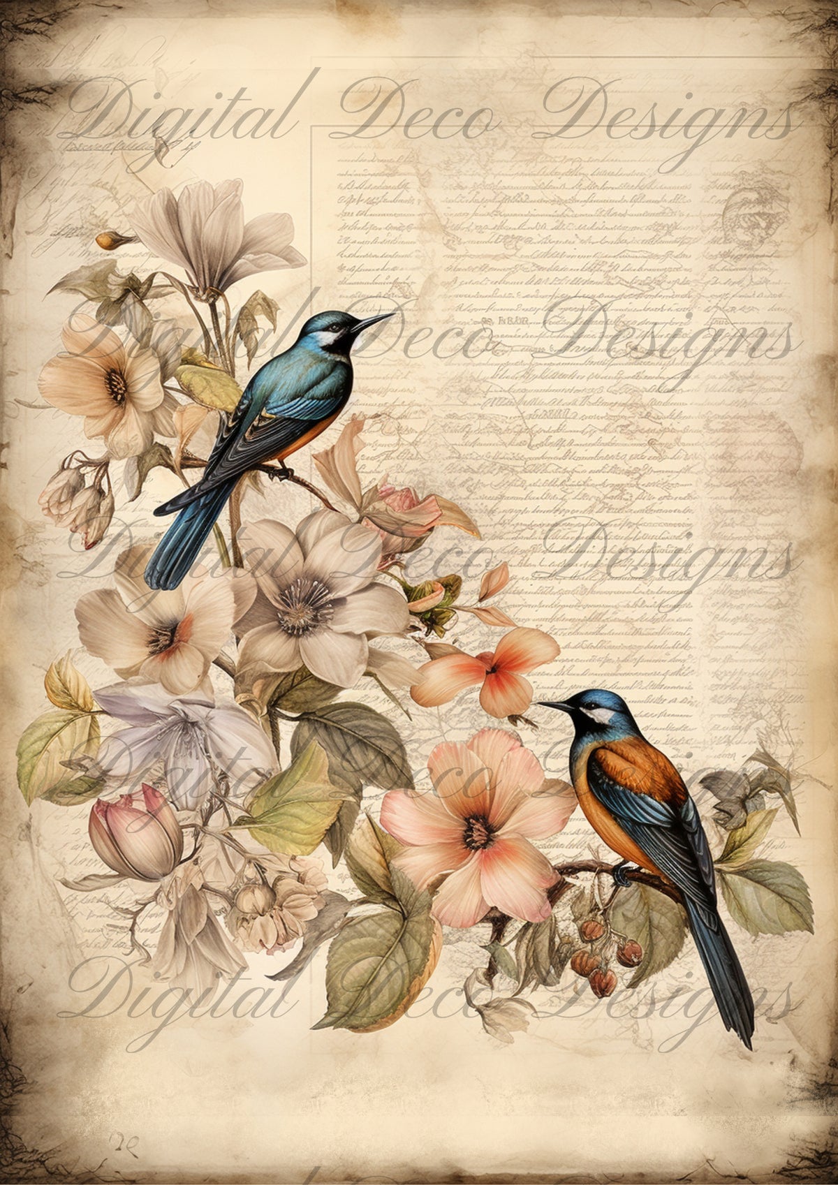 Spring Junk Journal Birds M095-Digital Deco Designs