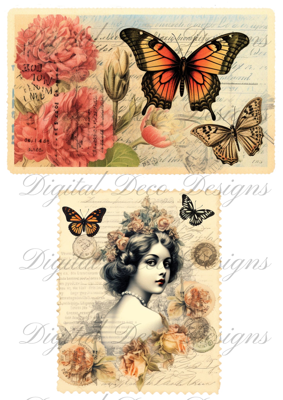 Spring Junk Journal Butterflies M096-Digital Deco Designs