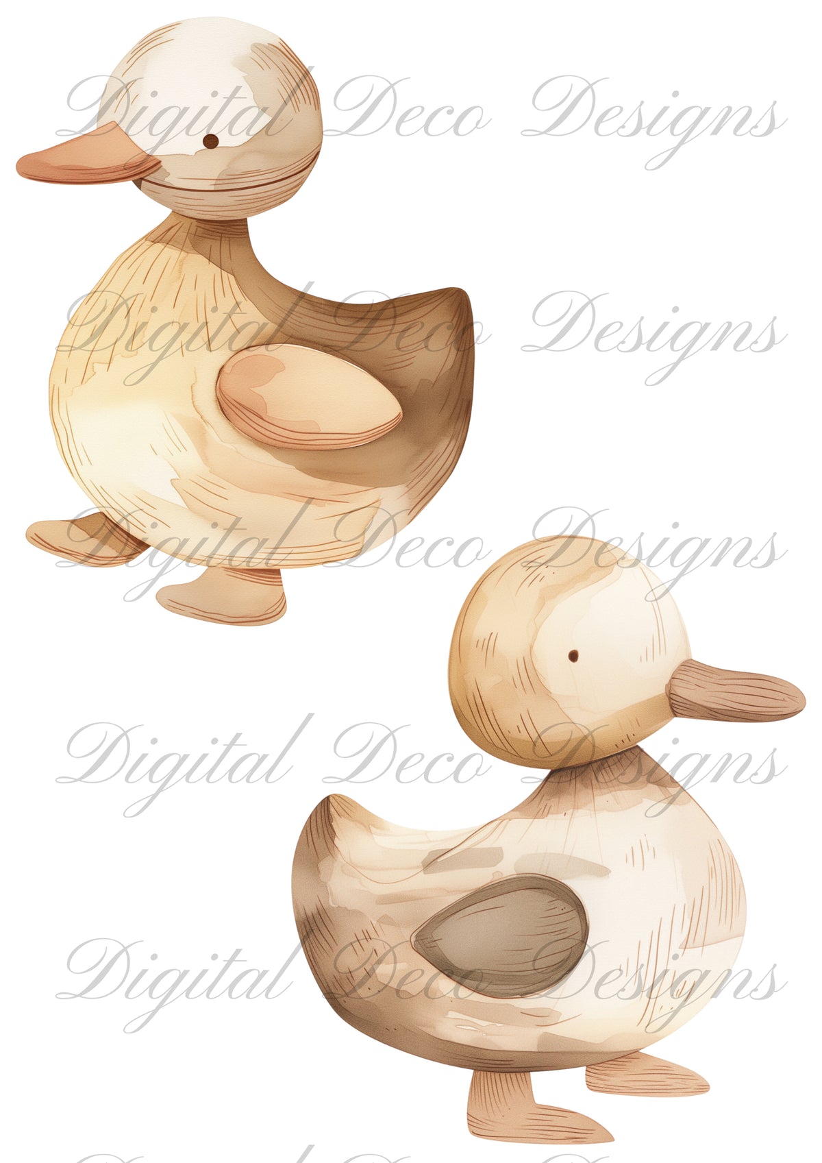 Spring Nursery Wooden Ducklings N016-Digital Deco Designs
