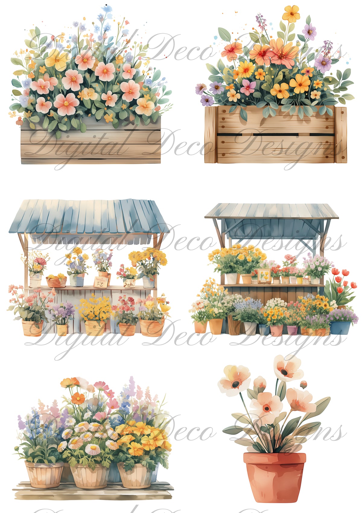 Spring Planter Collage M047-Digital Deco Designs