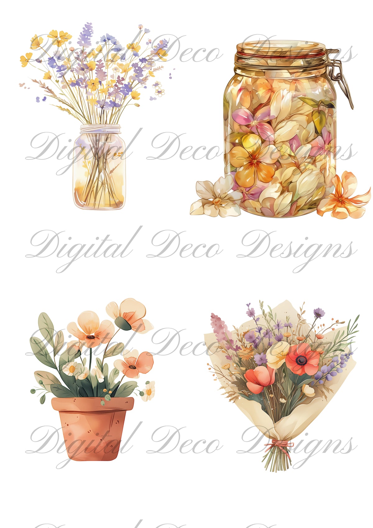 Spring Planter Ephemera Collage M049-Digital Deco Designs