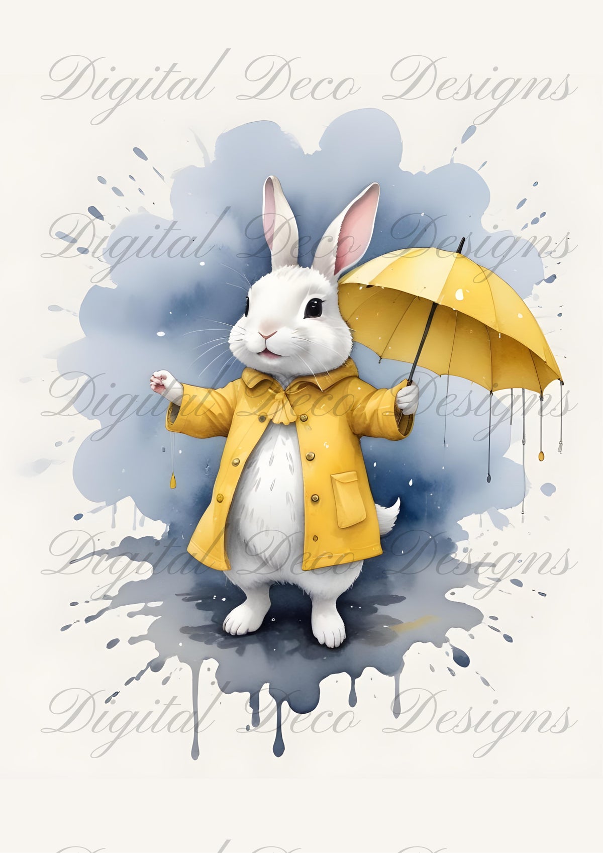 Spring Raincoat Bunny Wall Art N011-Digital Deco Designs