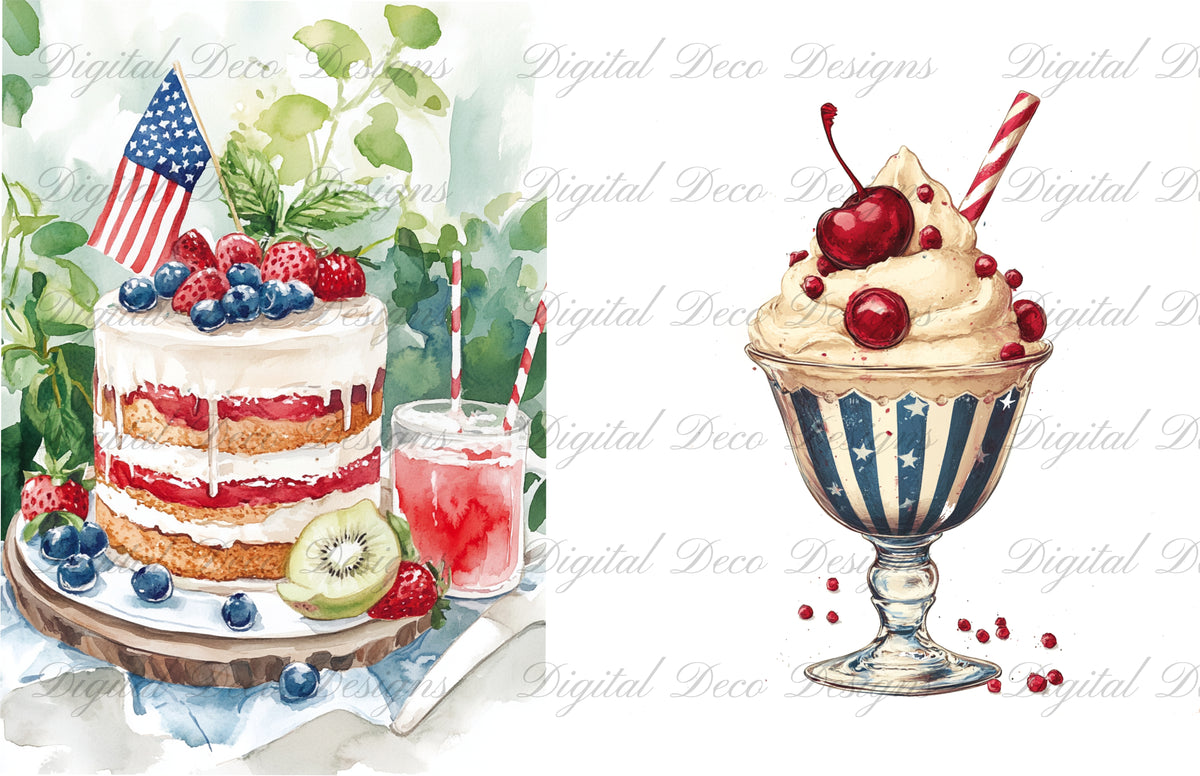 Summer Dessert Combo Sheet N055-Decoupage Paper