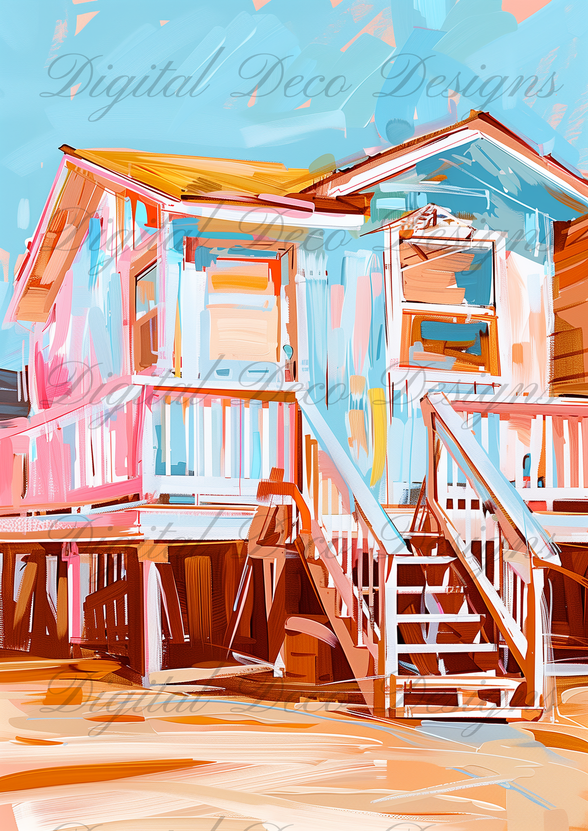 Summers to Remember Beach House N074-Decoupage Paper