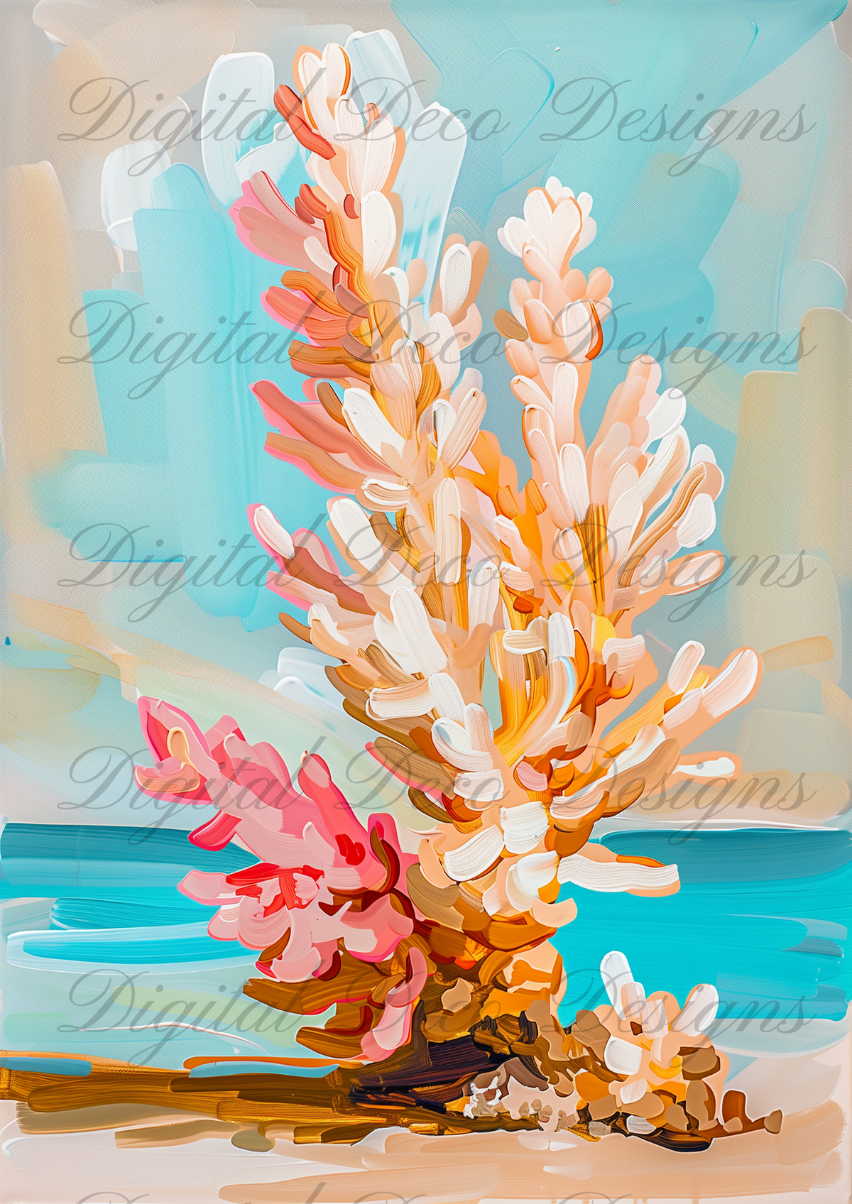 Summers to Remember Coral 1 N085-Decoupage Paper