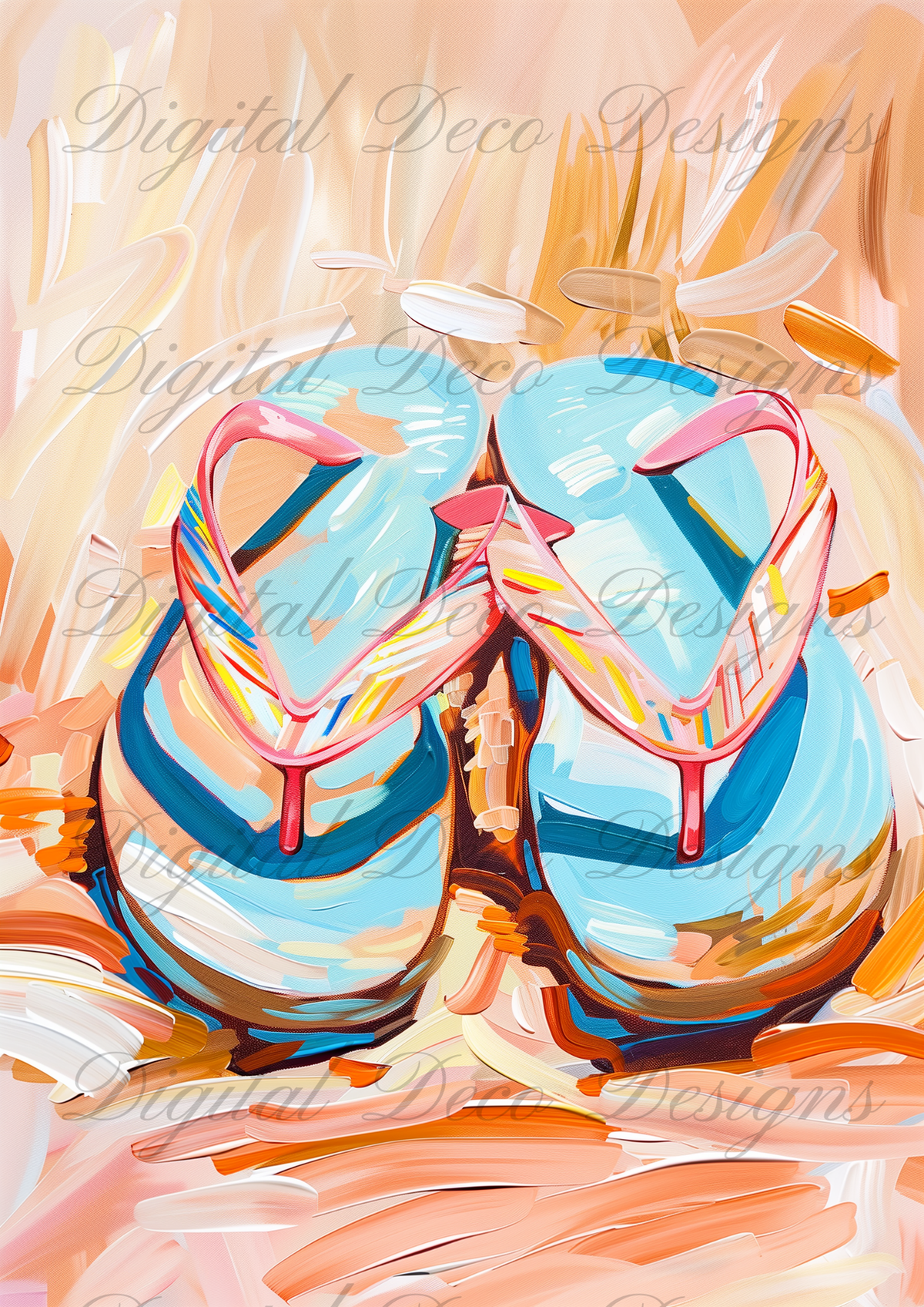 Summers to Remember Flip Flops N066-Decoupage Paper