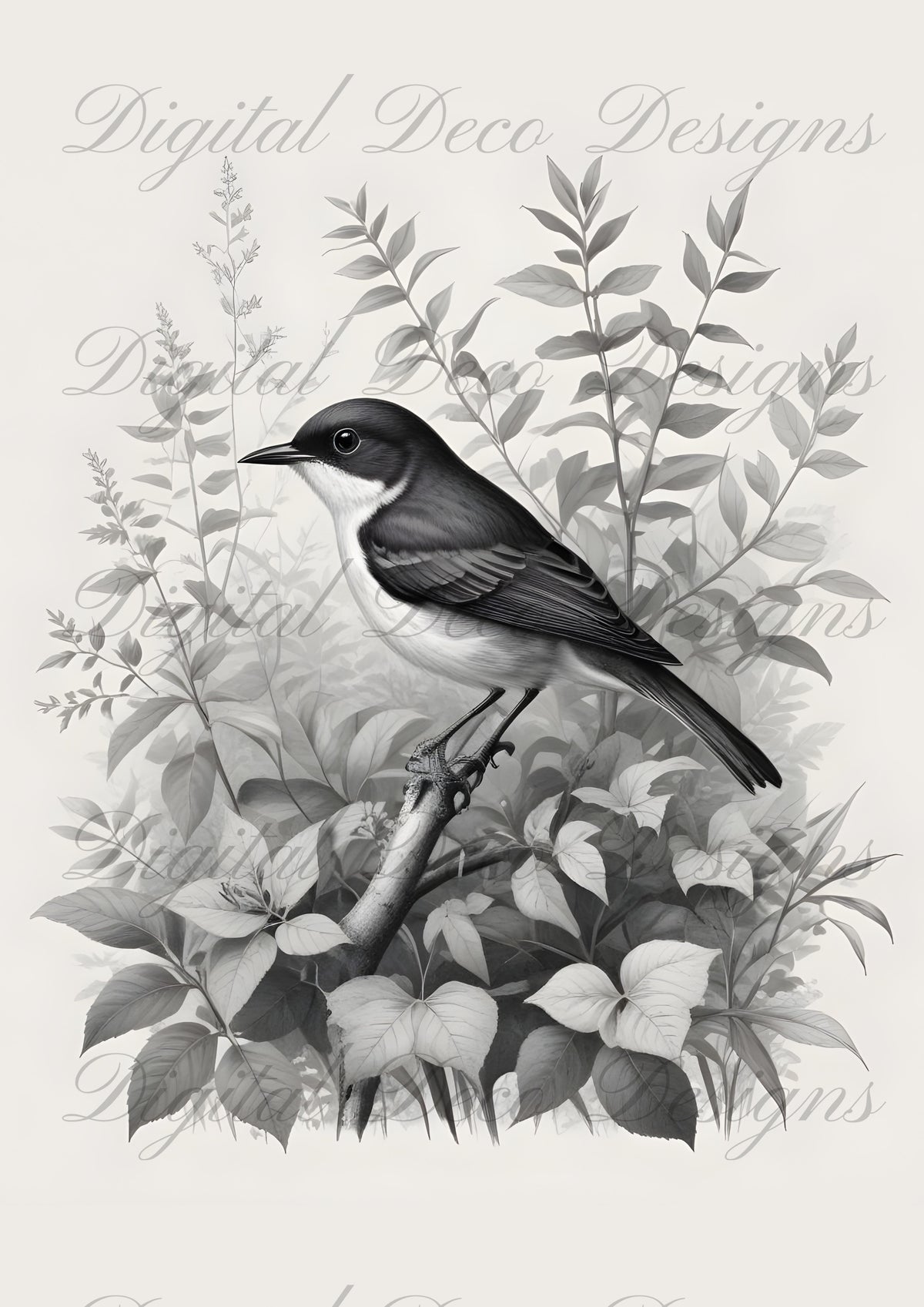 Vintage Spring Wall Art Bird M072-Digital Deco Designs