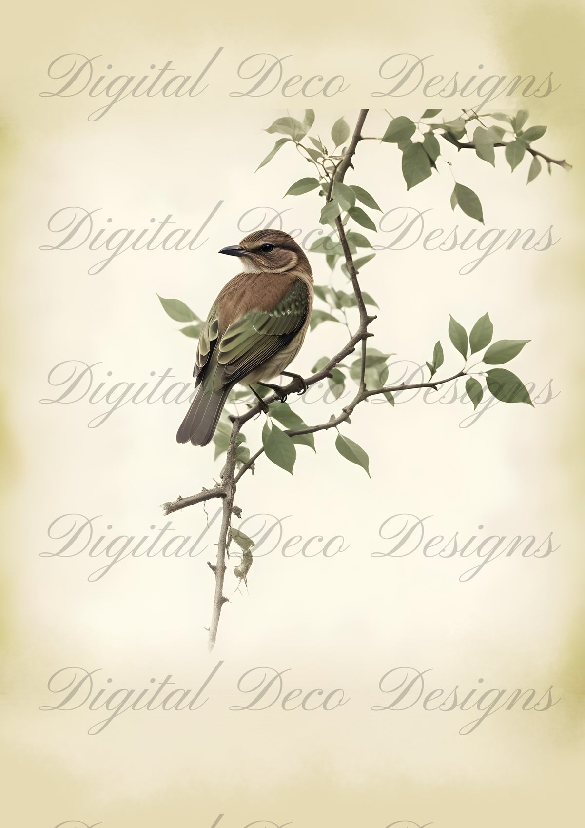 Vintage Spring Wall Art Bird M075-Digital Deco Designs