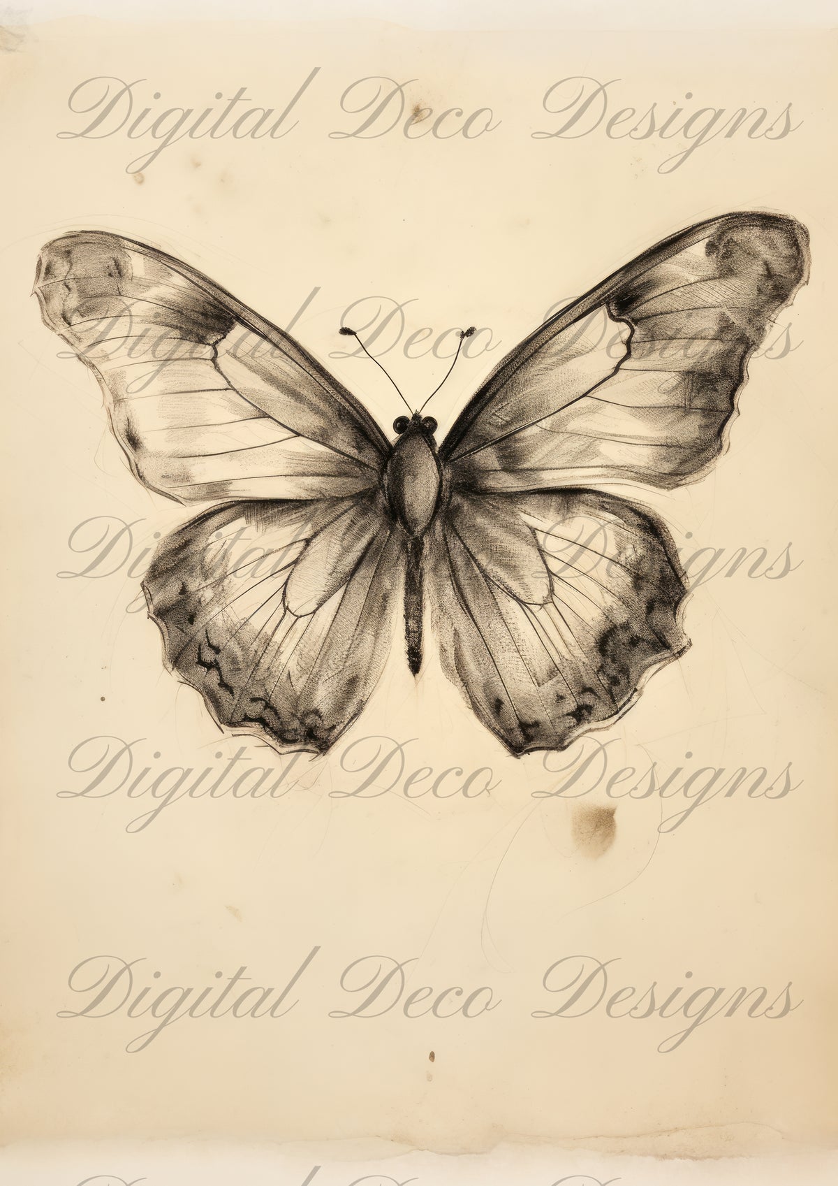Vintage Spring Wall Art Butterfly M060-Digital Deco Designs