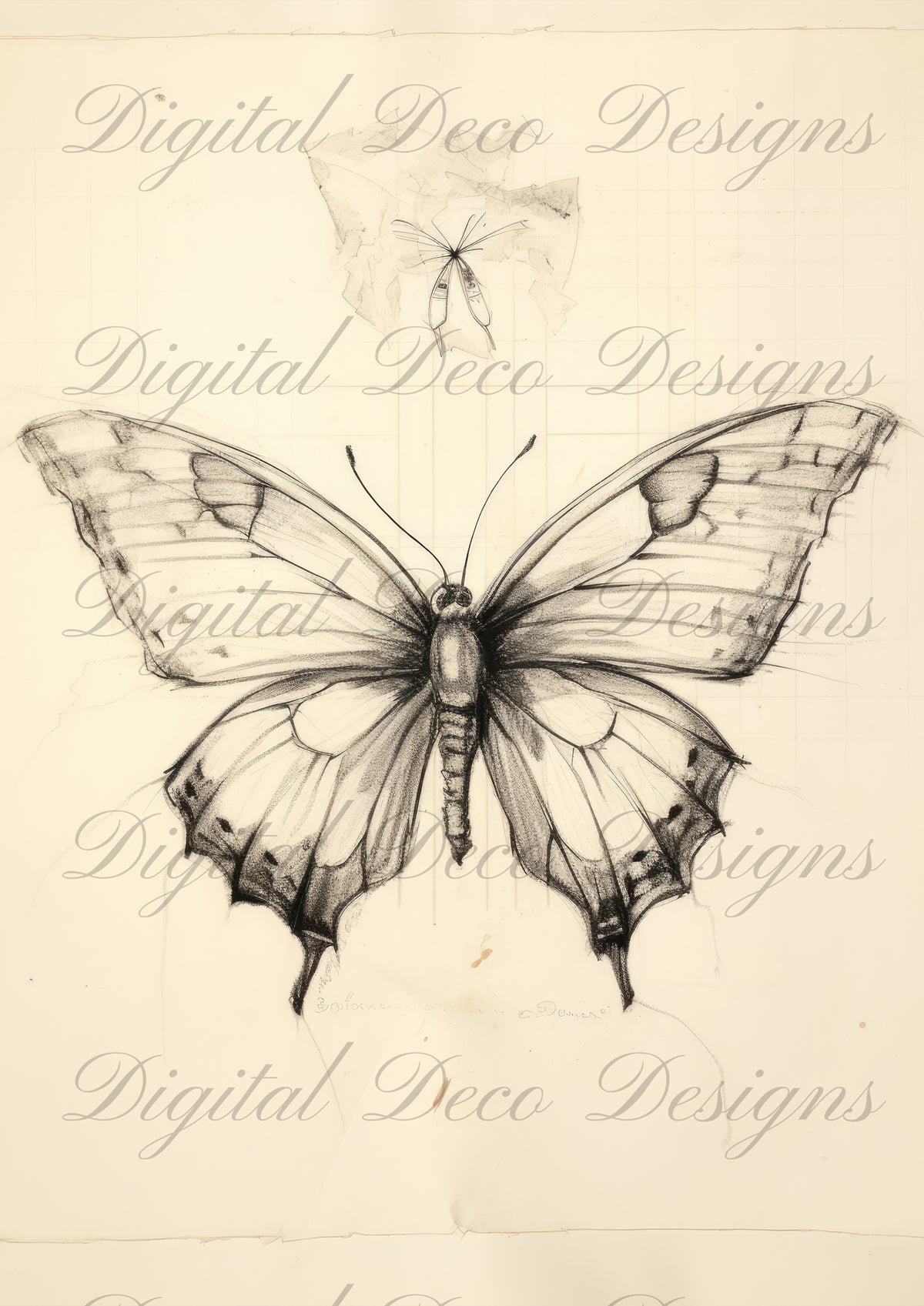 Vintage Spring Wall Art Butterfly M066-Digital Deco Designs