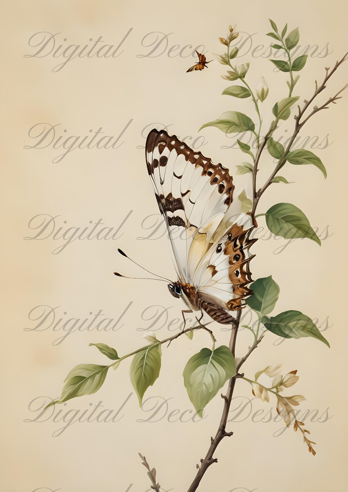 Vintage Spring Wall Art Butterfly M078-Digital Deco Designs