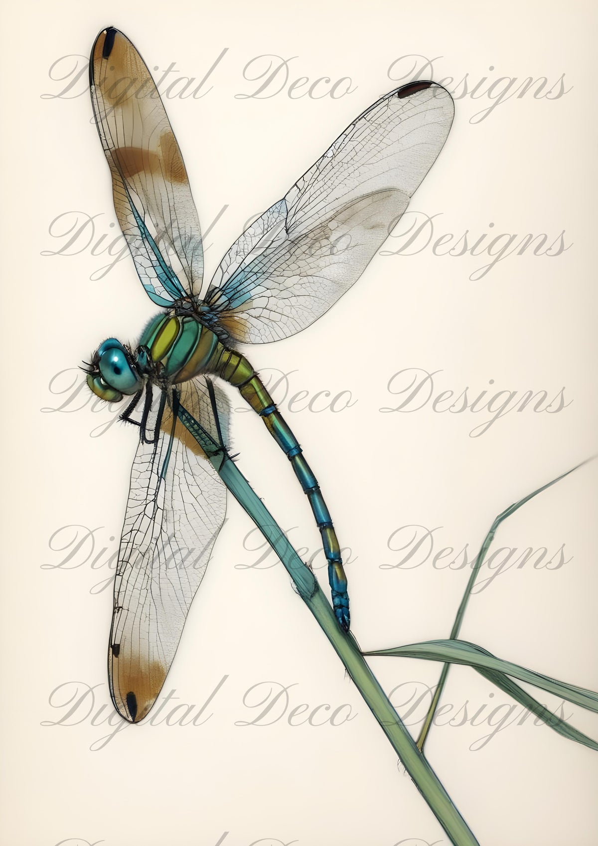 Vintage Spring Wall Art Dragonfly M076-Digital Deco Designs