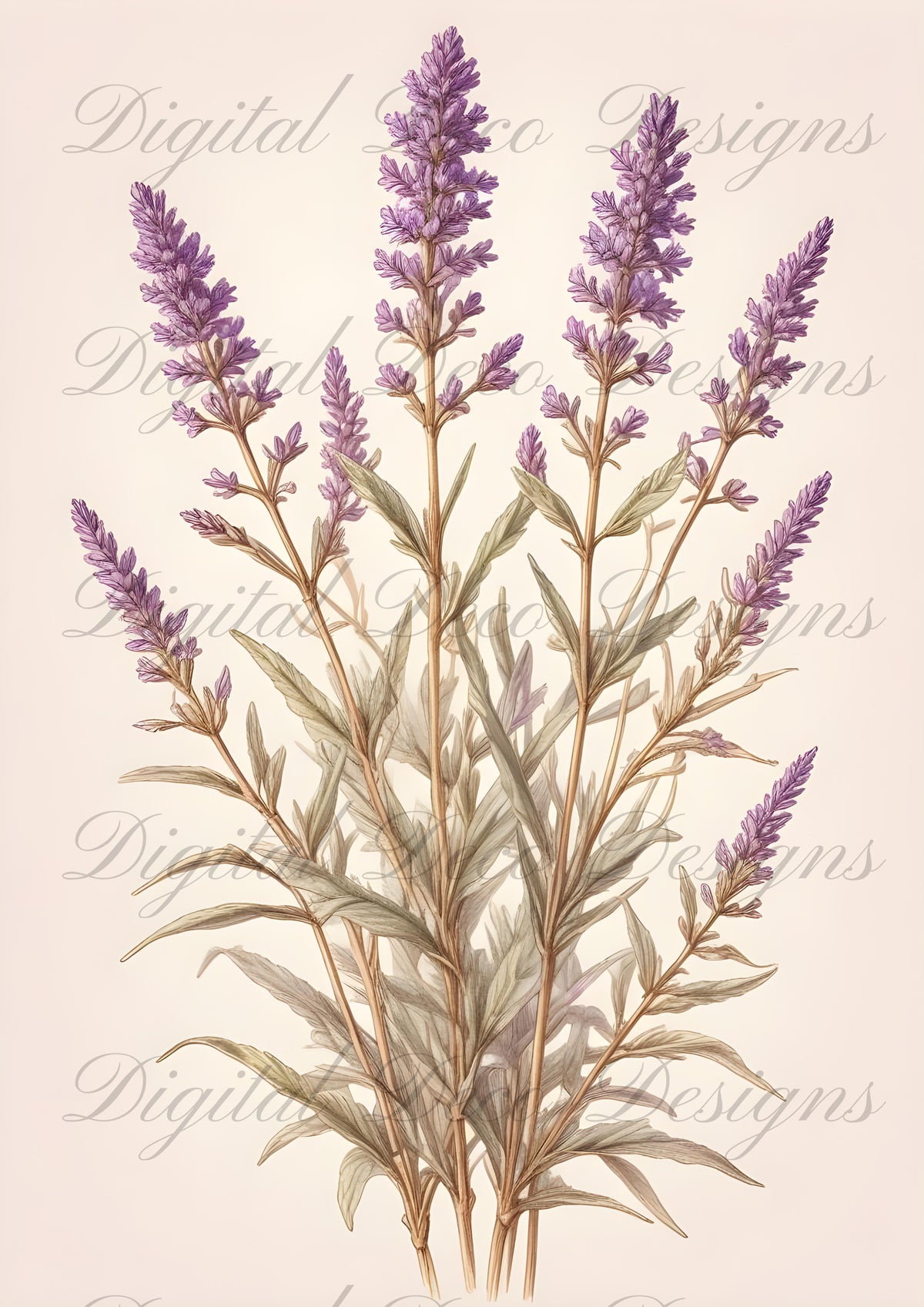 Vintage Spring Wall Art Purple Flowers M061-Digital Deco Designs