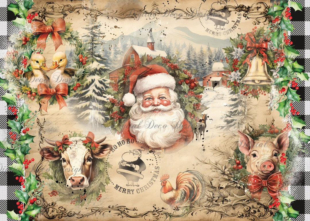 We Wish You A Countrytime Christmas 4 (#F009)-Decoupage Paper