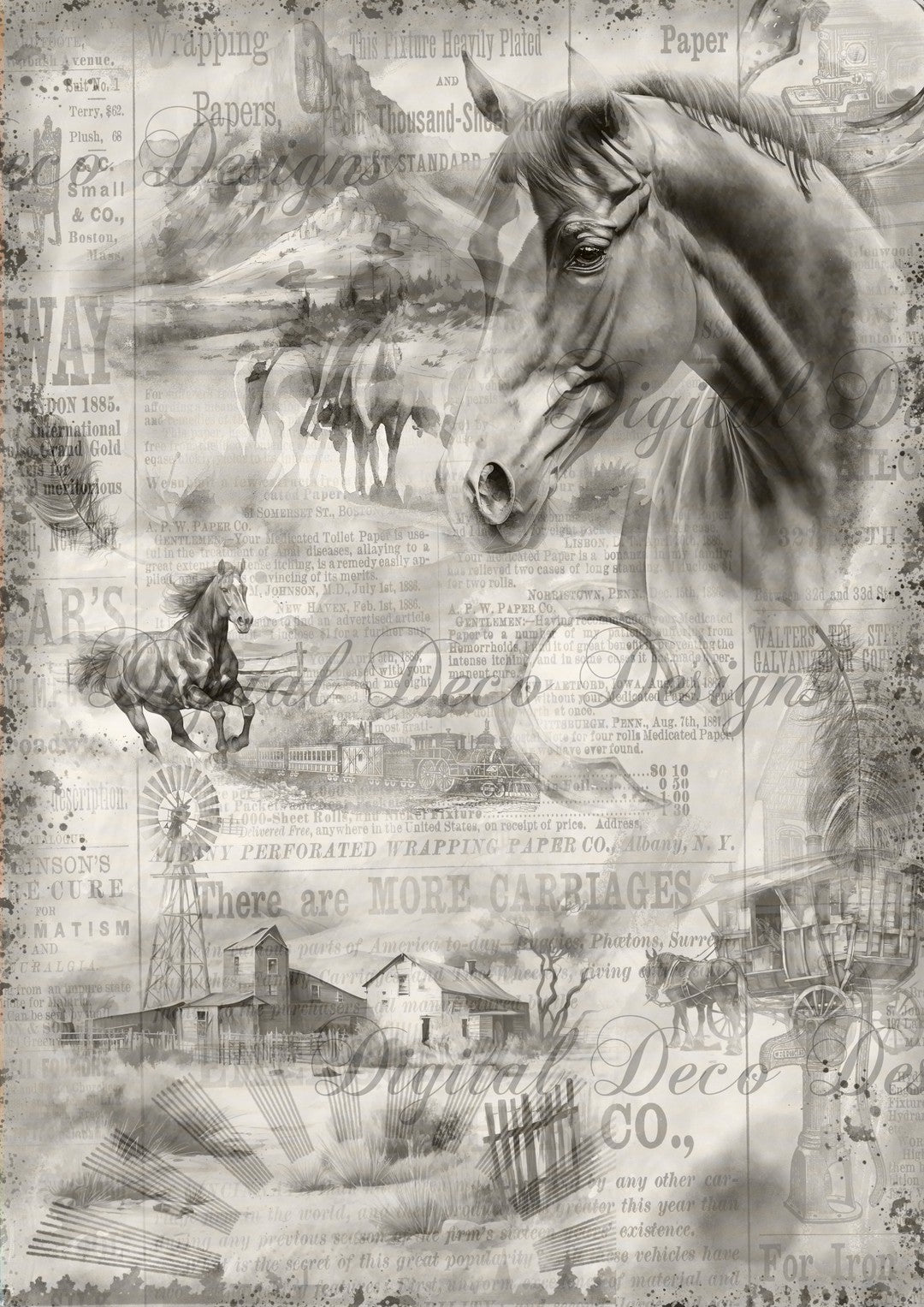 Western Free Black and White Vintage (#F012)-Digital Deco Designs