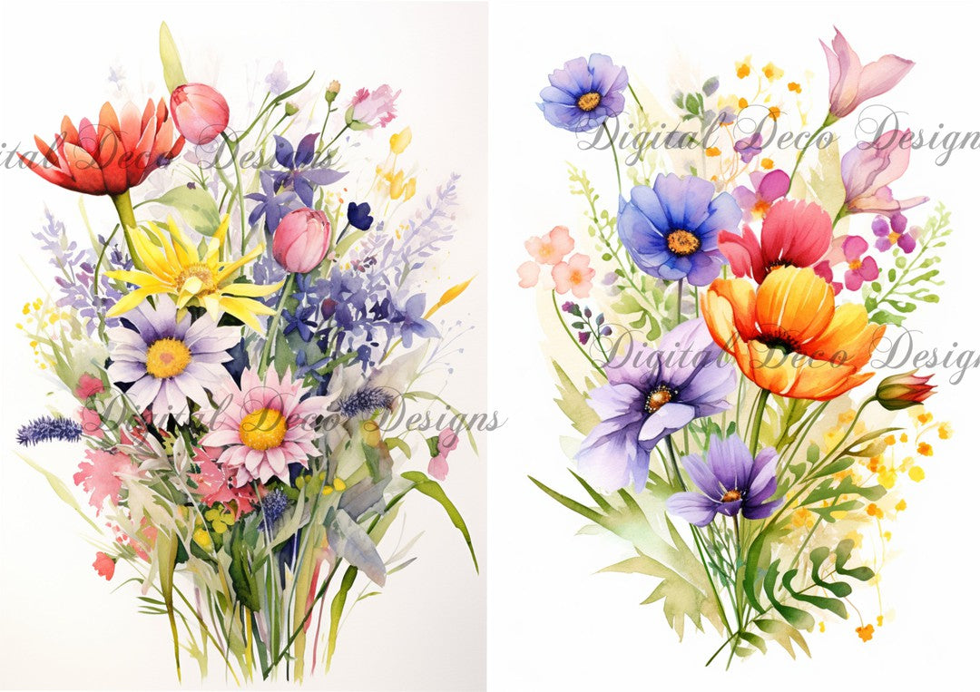 Wildflower Bouquets 1 and 2 (Exclusive Members Design) (#G033)-Digital Deco Designs