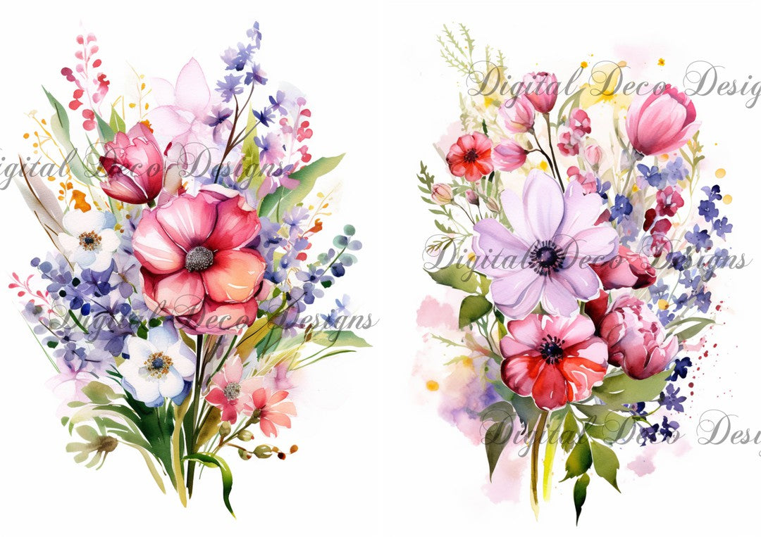 Wildflower Bouquets 3 and 4 (Exclusive Members Design) (#G032)-Digital Deco Designs