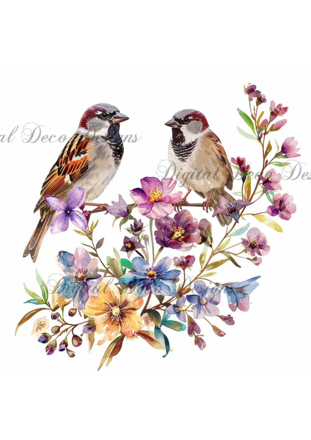 Wildflower Sparrows 4 (Exclusive Members Design) (#G045)-Digital Deco Designs