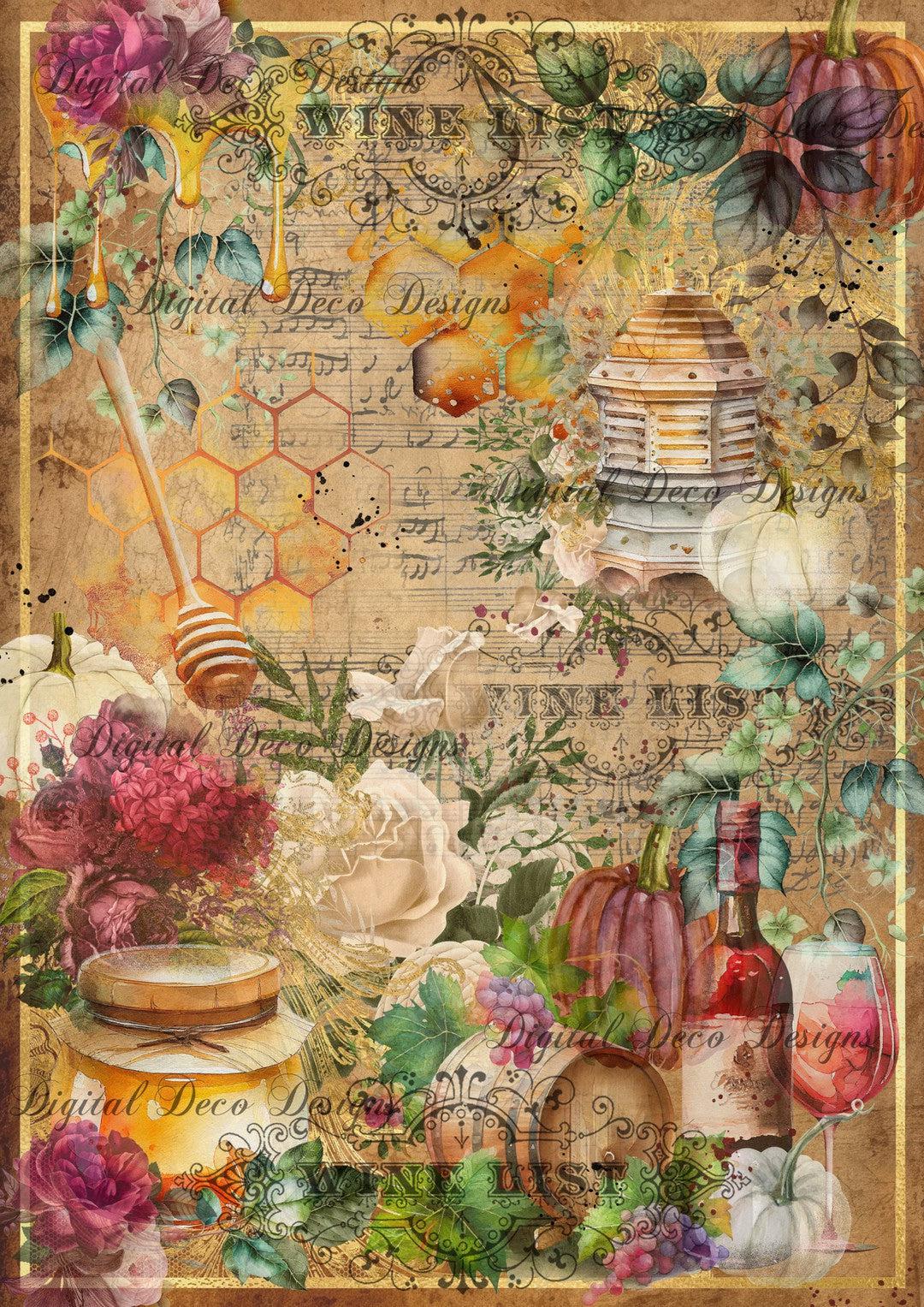 Wine and Honey (#F018)-Digital Deco Designs