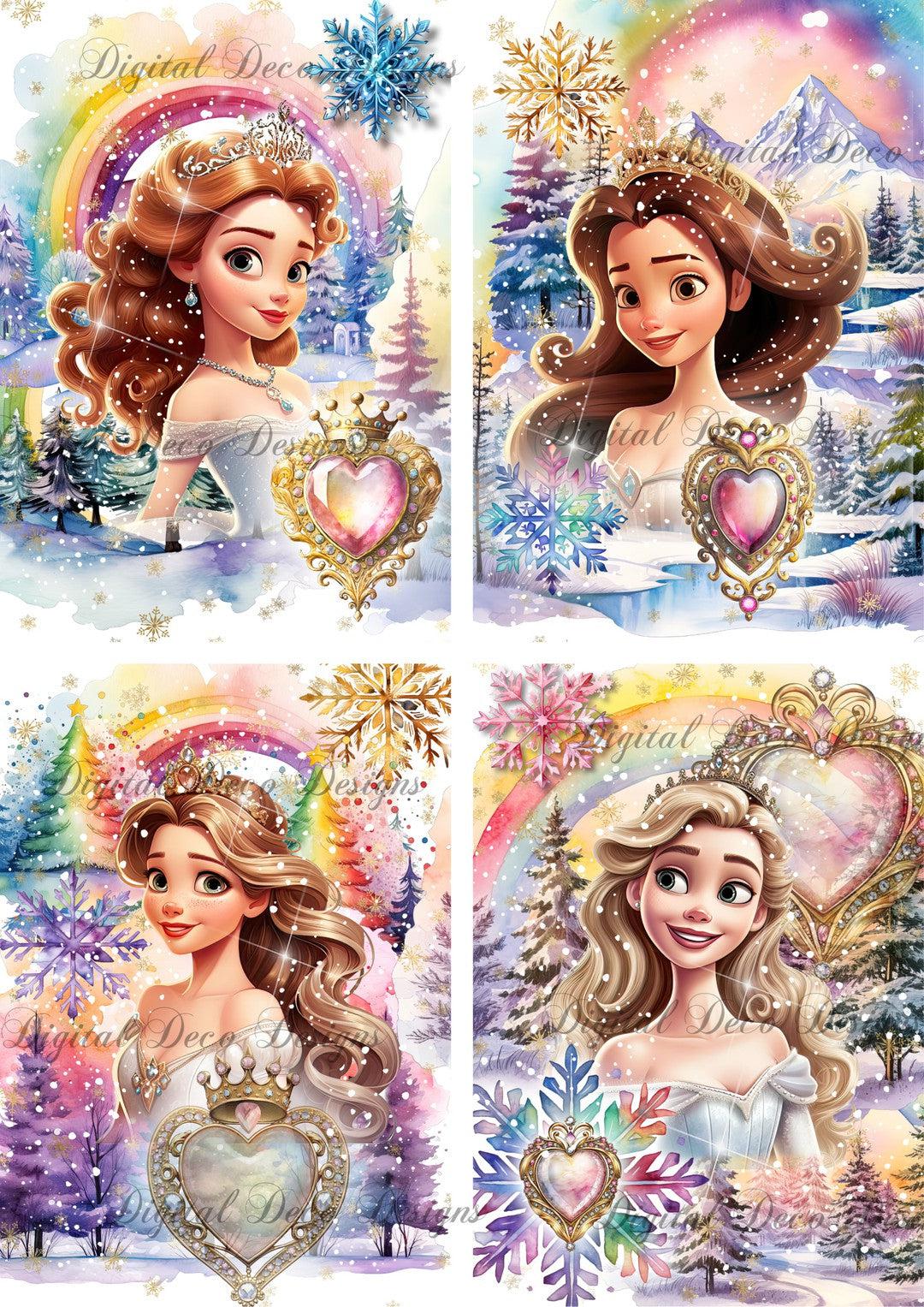 Winter Princess Magic Collage Sheet Minis (#F019)-Digital Deco Designs
