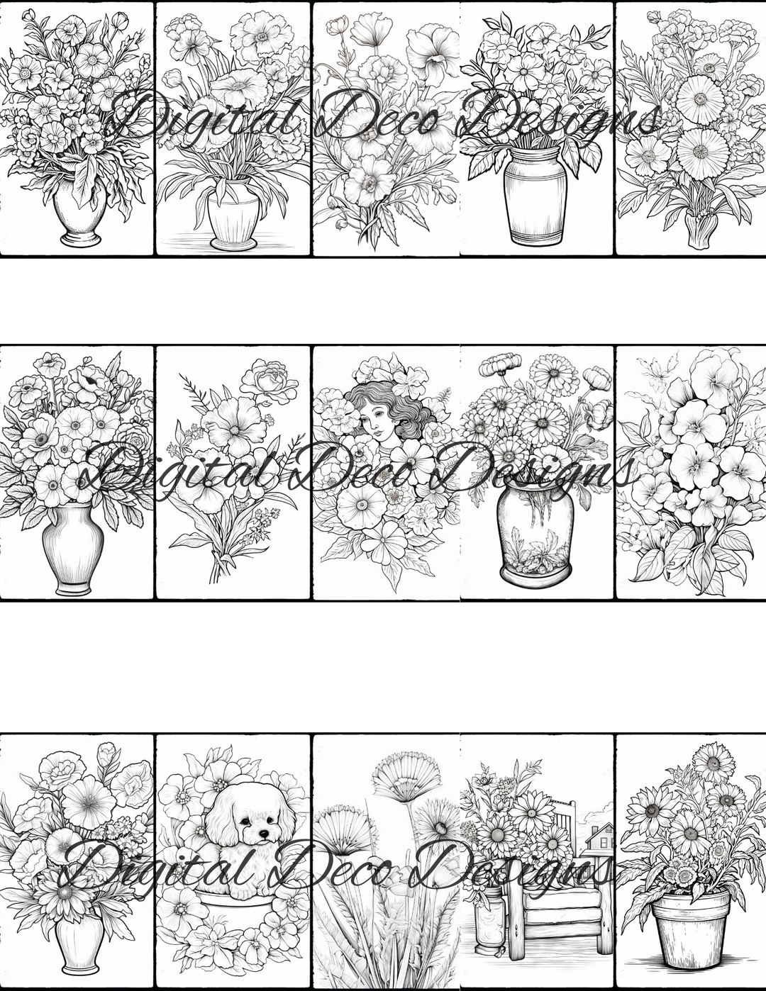 Flowers Color -N-Craft Pages (Digital Bundle) (Exclusive Members Design)-Digital Deco Designs