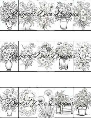 Flowers Color -N-Craft Pages (Digital Bundle) (Exclusive Members Design)-Decoupage Paper