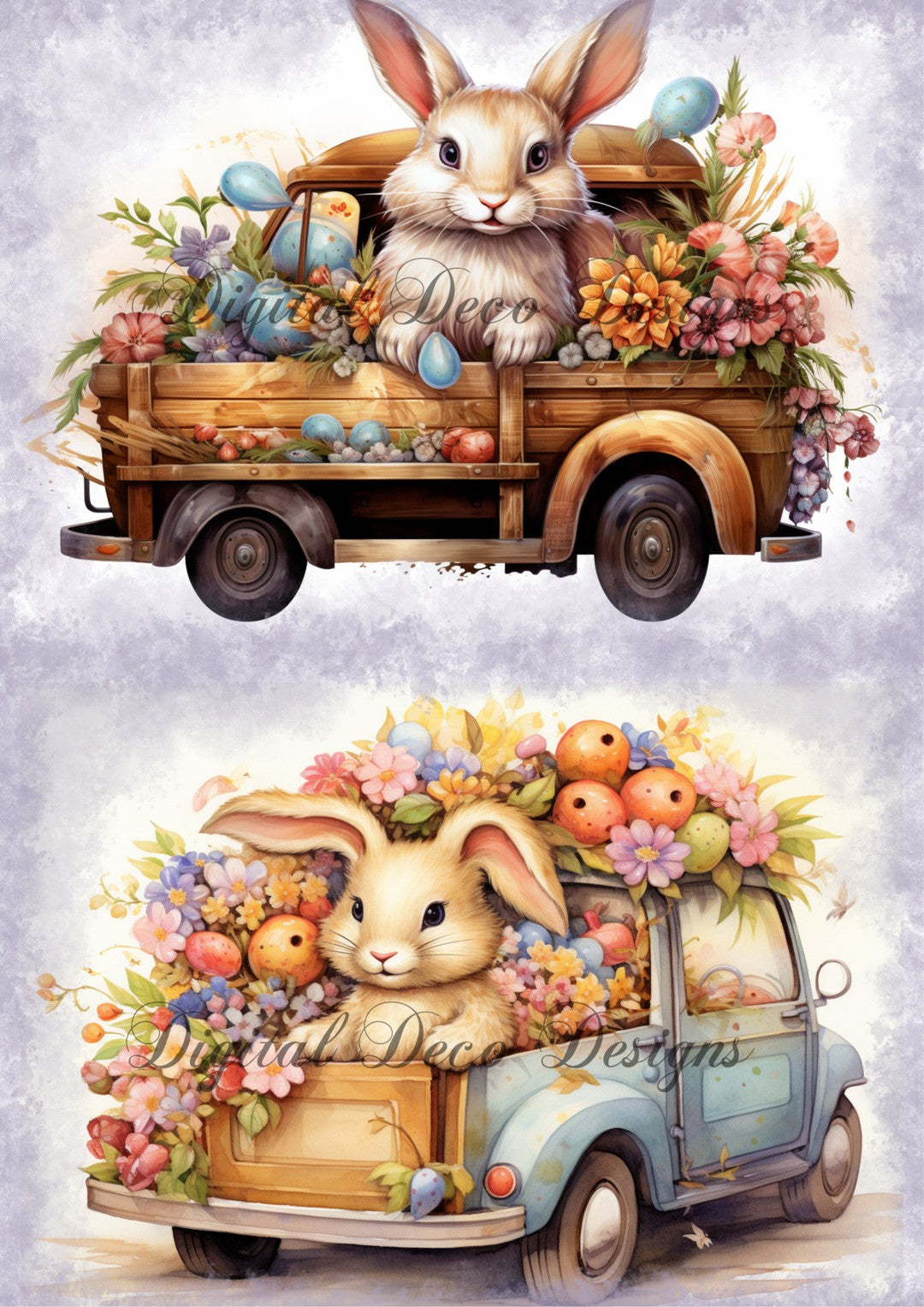 Bunny Trucks Delivery Combo (#A064)-Digital Deco Designs
