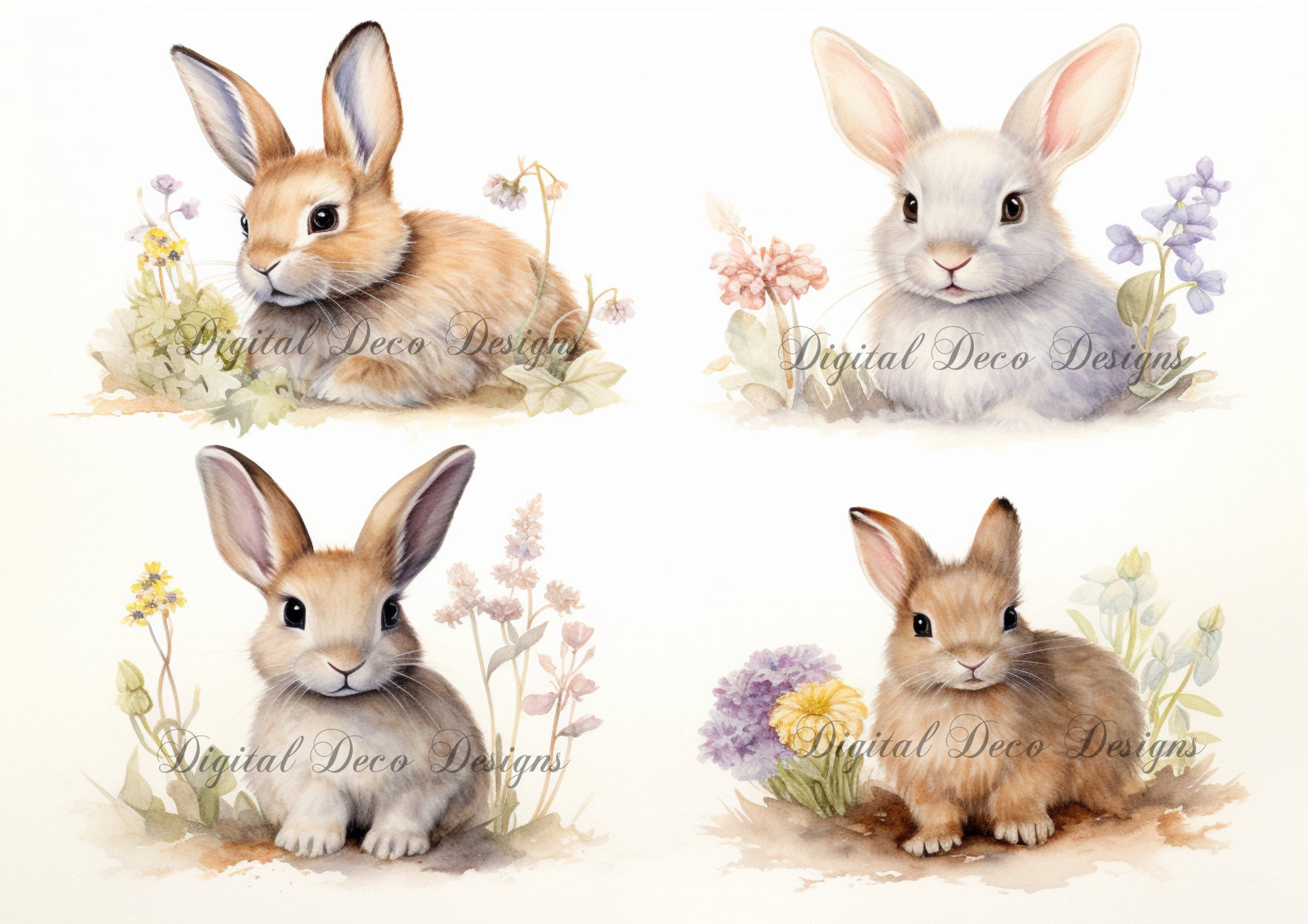 Spring Bunnies Collage Sheet (#E022)