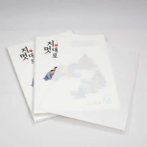 [100 Sheets] Yeonmu-ji/White Light-Weight Thin Hanji A4 with Natural Fiber Texture for Copy, Calligraphy, Drawing, Printing/Korean Traditional Mulberry Paper / 8.3x11.7 inch, 48gsm (White)-Decoupage Paper
