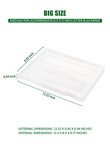 Denkee 4 Pack A4 File Portable Project Case, Plastic Storage Box for 8.5&quot; x 11&quot; Letter Paper, Scrapbook Paper Storage Boxes Documents Magazines Holder (Inner Size 12.2 x 8.9 x 0.7 in)-Decoupage Paper