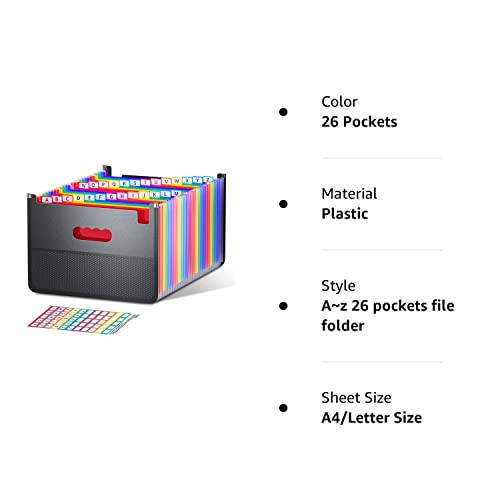 Upright Folder ThinkTex 26 Pockets Expanding File Folder, Upright & Open Top, A-Z Col ...