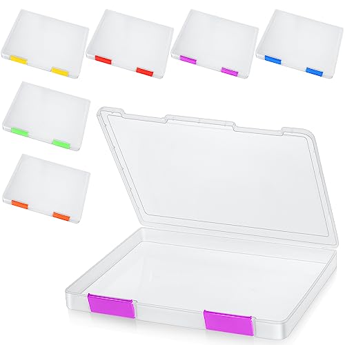 PerKoop 6 Pcs Clear A4 File Box Document Plastic Storage Box Paper Plastic Case Board Game Storage Containers Magazine Protector File Holder Organizer Box Plastic with Buckle Office School Supplies-Decoupage Paper