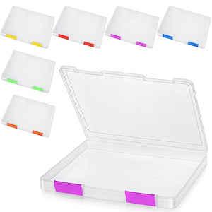 PerKoop 6 Pcs Clear A4 File Box Document Plastic Storage Box Paper Plastic Case Board Game Storage Containers Magazine Protector File Holder Organizer Box Plastic with Buckle Office School Supplies