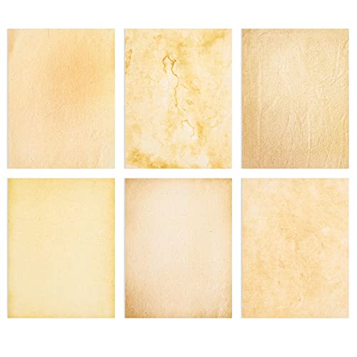 48 Pack Stationary Paper - Old Fashion Aged Classic Vintage Antique Design - Double Sided - 6 Colored Designs - For Arts, Crafts, Maps, Certificates, Invitations - 48 Sheets Total - 100gsm, 8.5&quot; x 11&quot;-Decoupage Paper