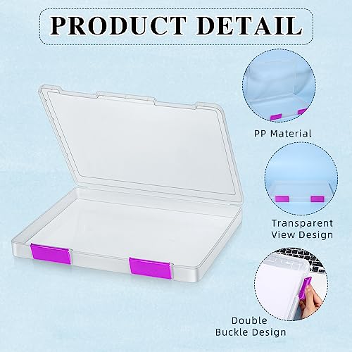 PerKoop 6 Pcs Clear A4 File Box Document Plastic Storage Box Paper Plastic Case Board Game Storage Containers Magazine Protector File Holder Organizer Box Plastic with Buckle Office School Supplies-Decoupage Paper