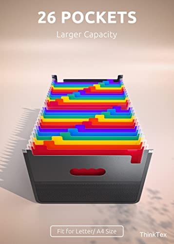 ThinkTex 26 Pockets Expanding File Folder, Upright &amp; Open Top, A-Z Colorful Tabs, Larger Capacity Accordian Folder, Letter/A4 Size for School, Home and Office-Decoupage Paper