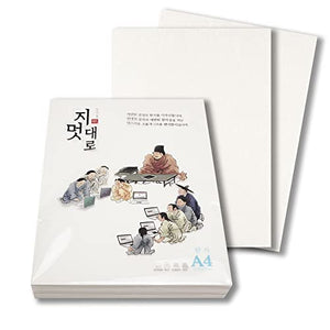 [100 Sheets] Yeonmu-ji/White Light-Weight Thin Hanji A4 with Natural Fiber Texture for Copy, Calligraphy, Drawing, Printing/Korean Traditional Mulberry Paper / 8.3x11.7 inch, 48gsm (White)