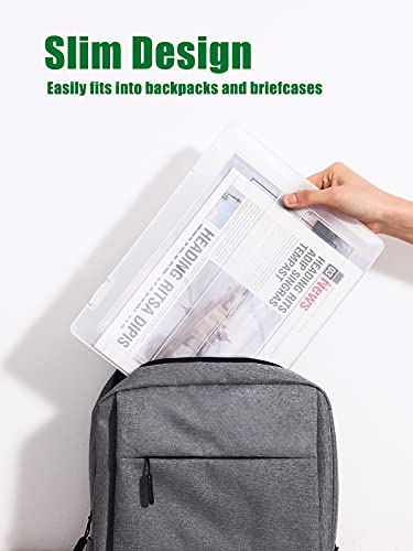 Denkee 4 Pack A4 File Portable Project Case, Plastic Storage Box for 8.5&quot; x 11&quot; Letter Paper, Scrapbook Paper Storage Boxes Documents Magazines Holder (Inner Size 12.2 x 8.9 x 0.7 in)-Decoupage Paper