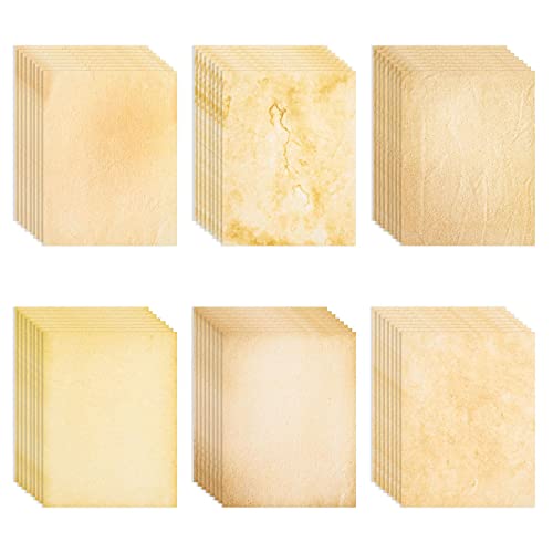 48 Pack Stationary Paper - Old Fashion Aged Classic Vintage Antique Design - Double Sided - 6 Colored Designs - For Arts, Crafts, Maps, Certificates, Invitations - 48 Sheets Total - 100gsm, 8.5&quot; x 11&quot;-Decoupage Paper