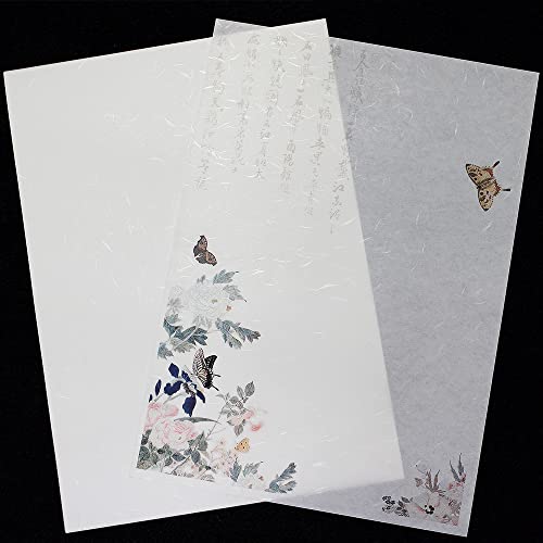 [100 Sheets] Yeonmu-ji/White Light-Weight Thin Hanji A4 with Natural Fiber Texture for Copy, Calligraphy, Drawing, Printing/Korean Traditional Mulberry Paper / 8.3x11.7 inch, 48gsm (White)-Decoupage Paper