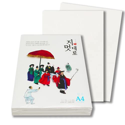 Hanji Printer Paper A4, 80gsm, Korean Traditional Mulberry Copy Paper, 100 Sheets, Premium Quality Copy Printer Paper, 8.3x11.7 Inches (White)-Decoupage Paper