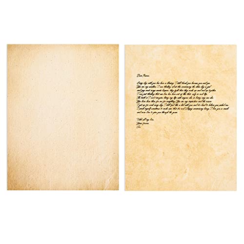 48 Pack Stationary Paper - Old Fashion Aged Classic Vintage Antique Design - Double Sided - 6 Colored Designs - For Arts, Crafts, Maps, Certificates, Invitations - 48 Sheets Total - 100gsm, 8.5&quot; x 11&quot;-Decoupage Paper