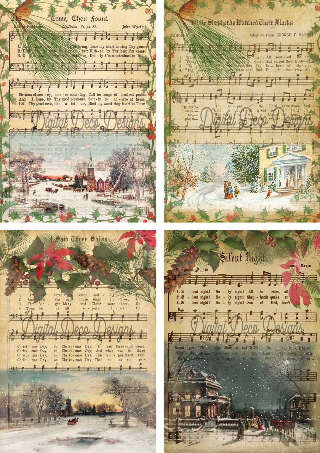 Christmas Snow Day Collage Sheet (#A093)-Digital Deco Designs