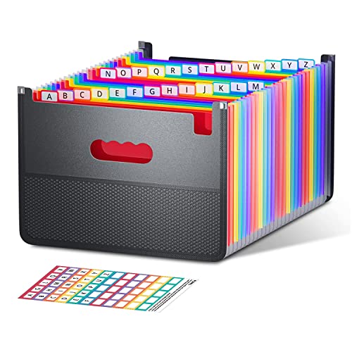 ThinkTex 26 Pockets Expanding File Folder, Upright &amp; Open Top, A-Z Colorful Tabs, Larger Capacity Accordian Folder, Letter/A4 Size for School, Home and Office-Decoupage Paper